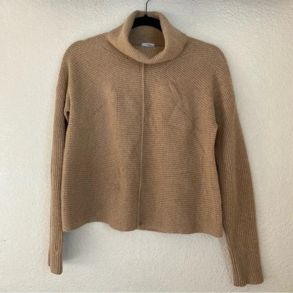 Halogen 100% Cashmere Rib High Neck cowl Sweater Boxy